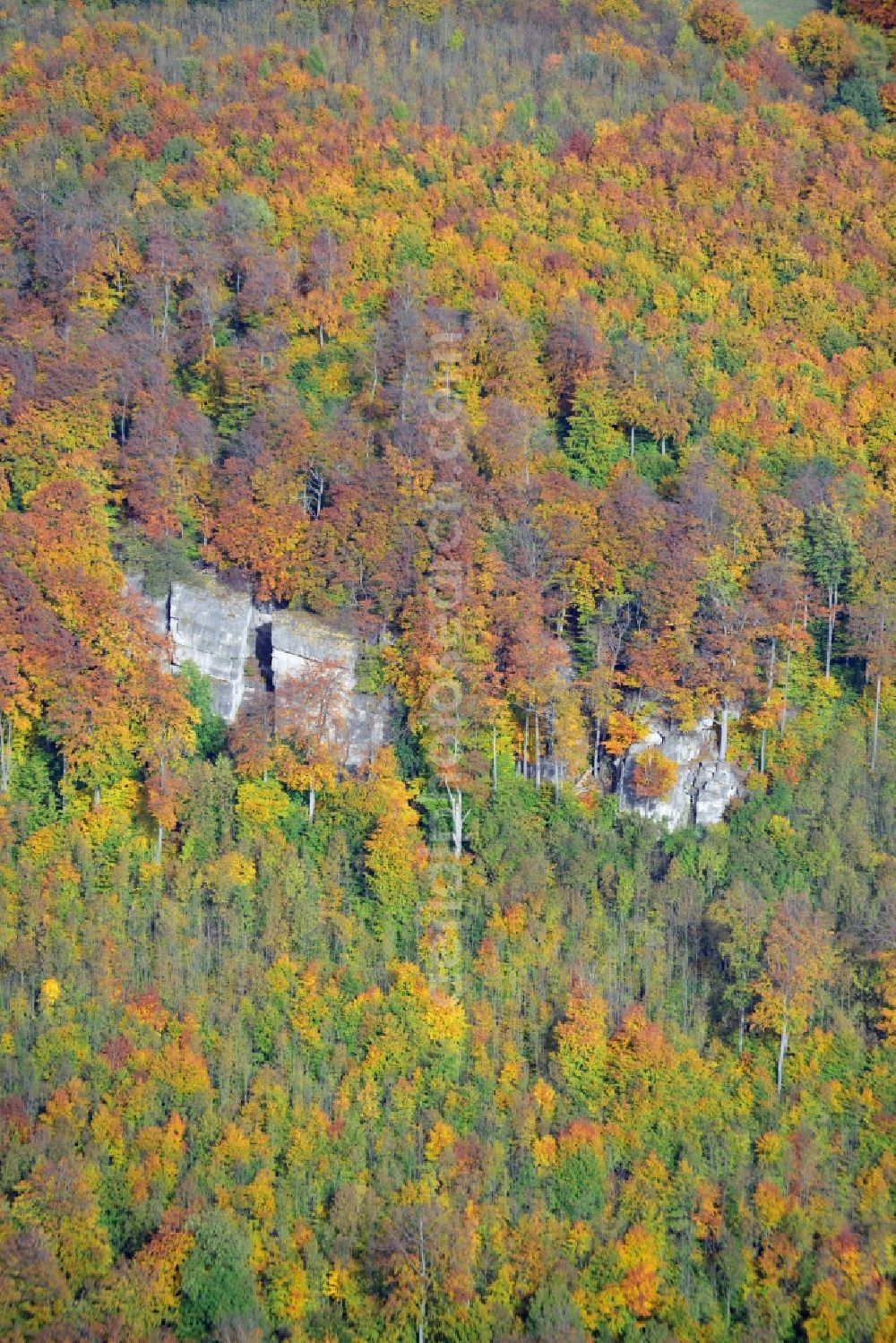 Aerial image Dielmissen - View of the autumnal nature reserve with the elevation Tuchtberg in Dielmissen in the state Lower Saxony