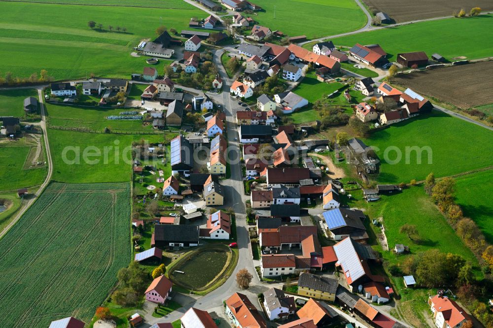 Großenschwand from above - Autumnal discolored vegetation view village view in Grossenschwand in the state Bavaria, Germany