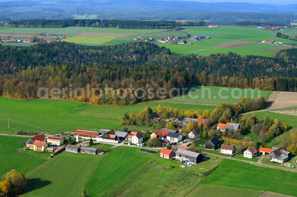 Aerial photograph Voitsberg - Autumnal discolored vegetation view village view in Voitsberg in the state Bavaria, Germany