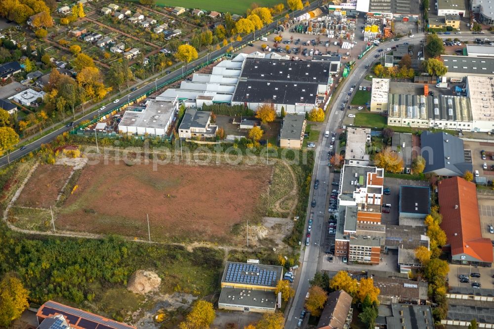 Gladbeck from above - Autumnal discolored vegetation view Former sports field football pitch at Krusenkamp in Gladbeck in the state of North Rhine-Westphalia, Germany