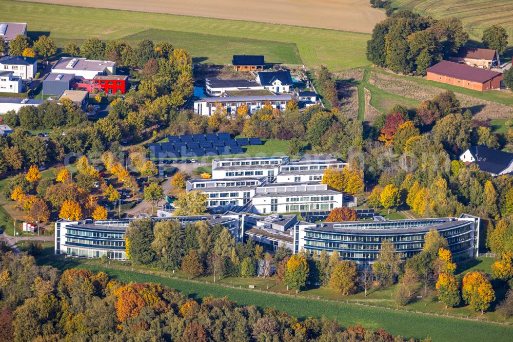 Aerial image Gladbeck - Autumnal discolored vegetation view company grounds and facilities of IWG Innovationszentrum Wiesenbusch on street Am Wiesenbusch in Gladbeck at Ruhrgebiet in the state North Rhine-Westphalia, Germany