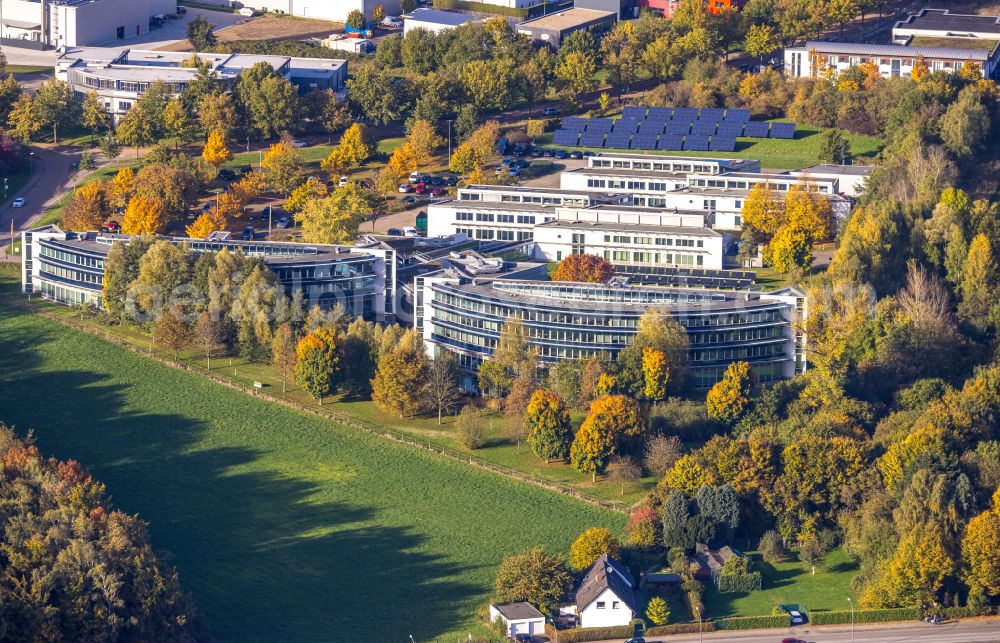 Gladbeck from above - Autumnal discolored vegetation view company grounds and facilities of IWG Innovationszentrum Wiesenbusch on street Am Wiesenbusch in Gladbeck at Ruhrgebiet in the state North Rhine-Westphalia, Germany