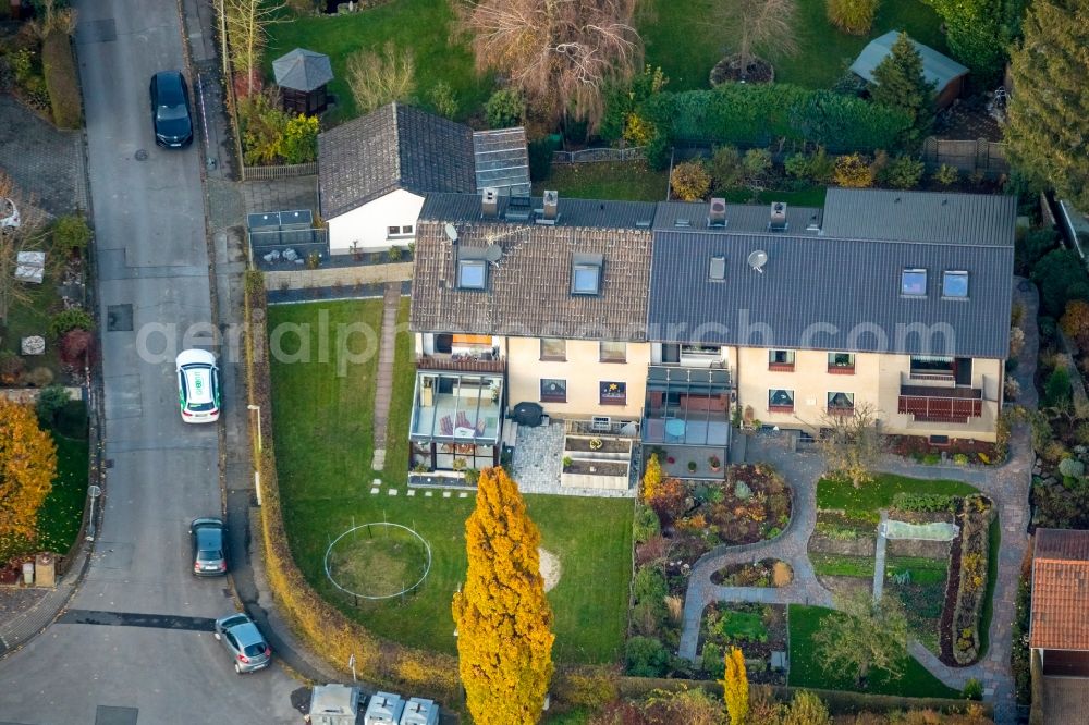 Aerial image Witten - Autumnal discolored vegetation view building of a multi-family residential building in Witten in the state North Rhine-Westphalia, Germany