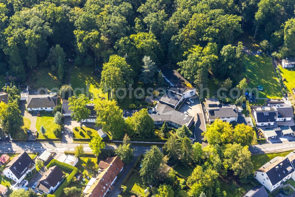 Aerial image Lendringsen - Autumnal discolored vegetation view of the building of the nursing home intensive care and ventilation flat share Spatzenresidenz on the street Boeingser Weg in Lendringsen in the Sauerland in the state North Rhine-Westphalia, Germany