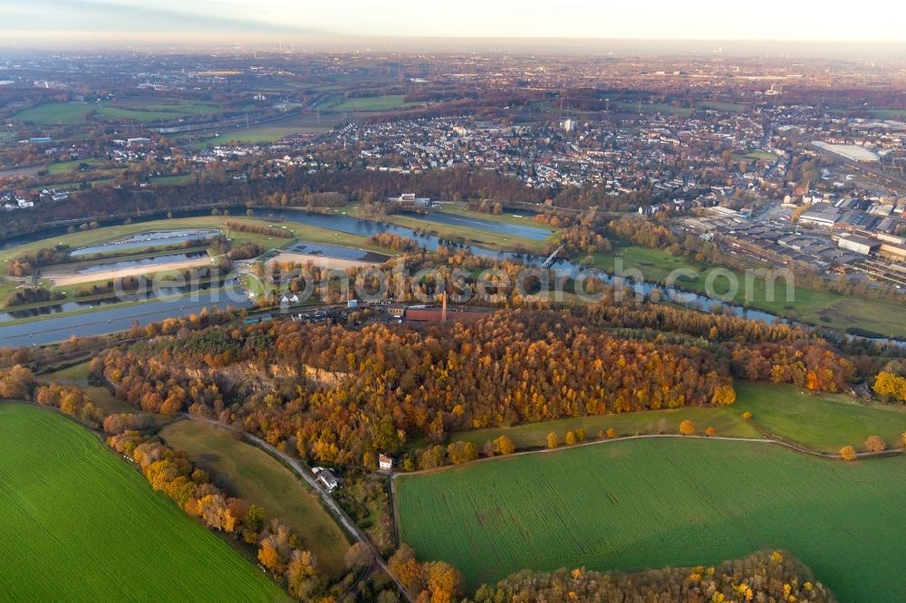 Witten from above - Autumnal discolored vegetation view city area with outside districts and inner city area in Witten in the state North Rhine-Westphalia, Germany