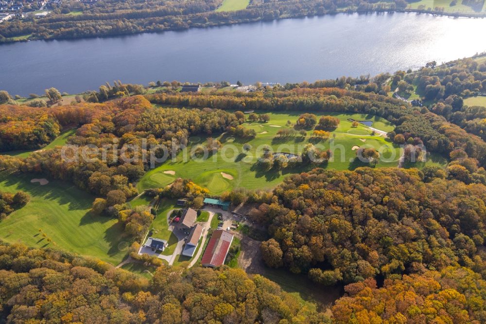 Bochum from the bird's eye view: Autumnal discolored vegetation view grounds of the Golf course Bochumer Golfclub e.V. Im Mailand in the district Stiepel in Bochum at Ruhrgebiet in the state North Rhine-Westphalia, Germany