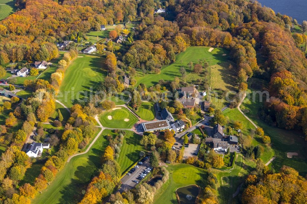 Aerial image Bochum - Autumnal discolored vegetation view grounds of the Golf course Bochumer Golfclub e.V. Im Mailand in the district Stiepel in Bochum at Ruhrgebiet in the state North Rhine-Westphalia, Germany