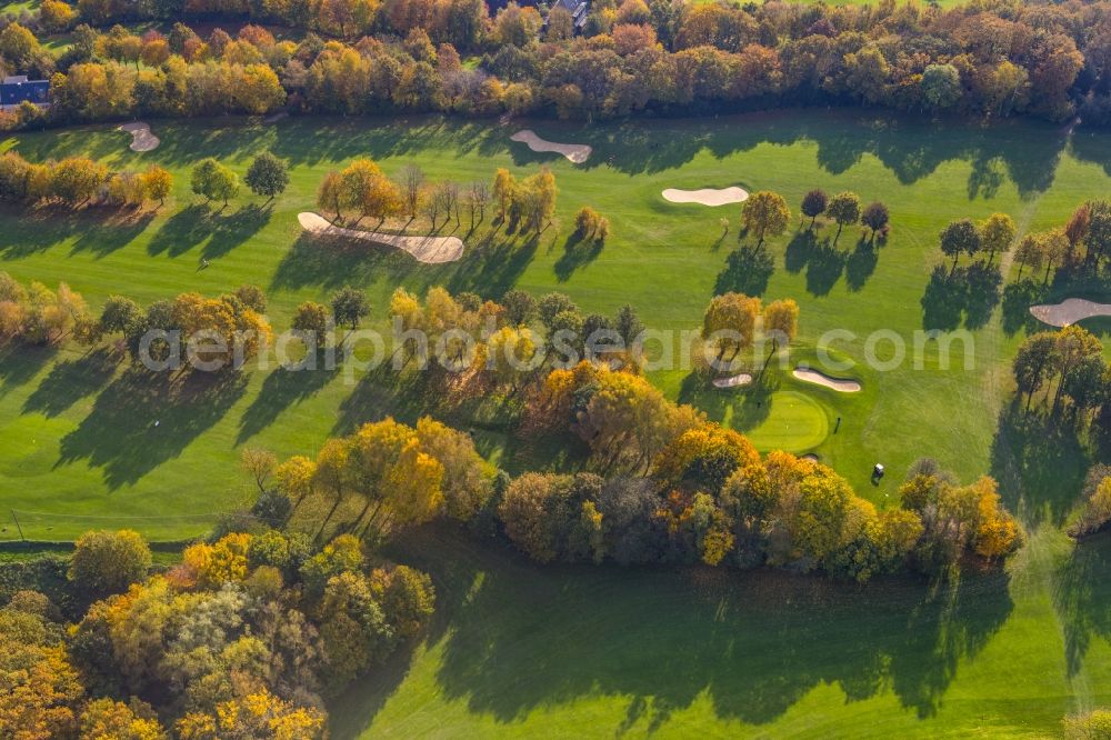 Aerial photograph Bochum - Autumnal discolored vegetation view grounds of the Golf course Bochumer Golfclub e.V. Im Mailand in the district Stiepel in Bochum at Ruhrgebiet in the state North Rhine-Westphalia, Germany