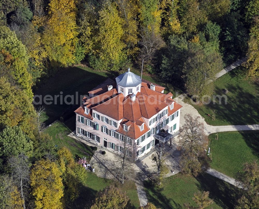 Hechingen from above - Autumnal discolored vegetation view palace Lindich in Hechingen in the state Baden-Wuerttemberg, Germany