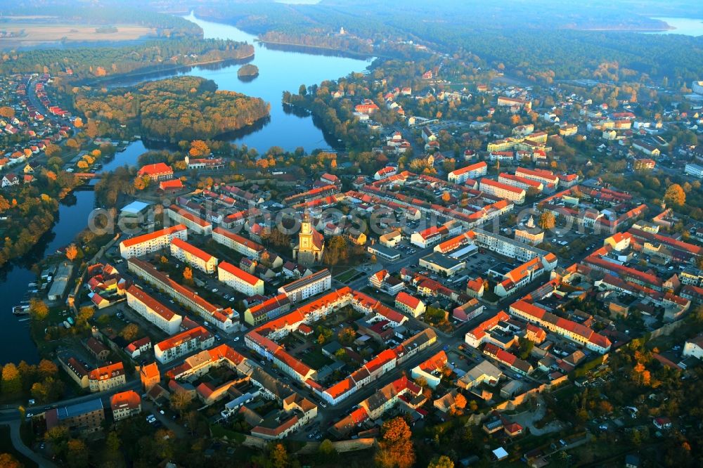 Templin from above - Autumnal discolored vegetation view City view of downtown area Templin in Templin in the state Brandenburg