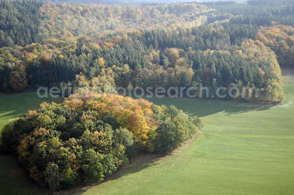 Aerial image SÄTTELSTÄDT - Herbststimmung an Wäldern und Feldern bei Sättelstädt in Thüringen.