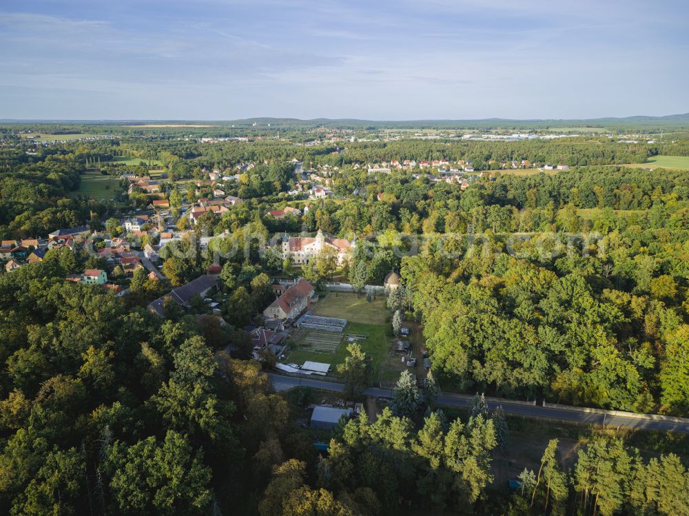 Wachau from the bird's eye view: Hermsdorf Castle and Park in Ottendorf-Okrilla in the state of Saxony, Germany