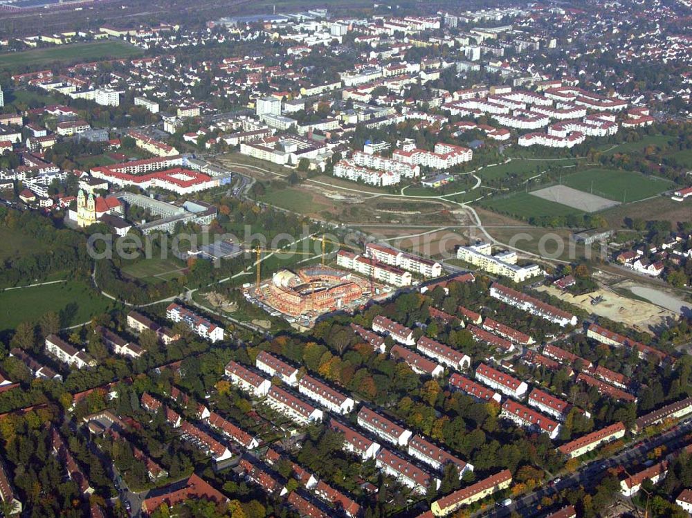 München / Bayern from the bird's eye view: 11.10.2005: Verwaltungsneubaus der Kongregation der Barmherzigen Schwestern vom hl. Vinzenz von Paul (Mutterhaus München,Nußbaumstraße 5,80336 München) Tel. 089/51 41 05-0 ,Fax 089/51 41 05-150 Baufirma: Baugesellschaft Gebr. Rank GmbH & Co. München, Emil-Geis-Str. 1, Tel. 089/72442-0 , Herr Eder gebr.rank@rank-bau.de