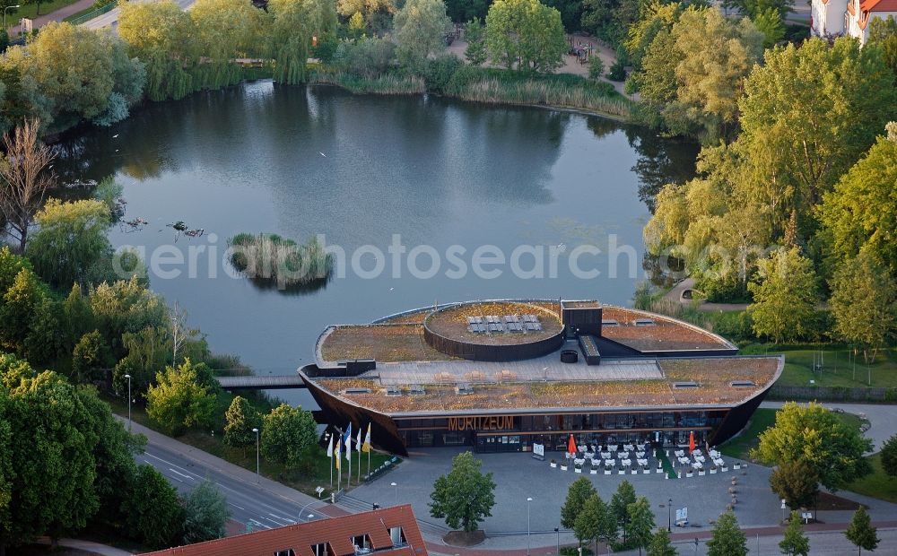 Waren (Müritz) from above - View of the Herrensee and the Mueritzeum in the center of Waren (Mueritz) in the state of Mecklenburg-West Pomerania