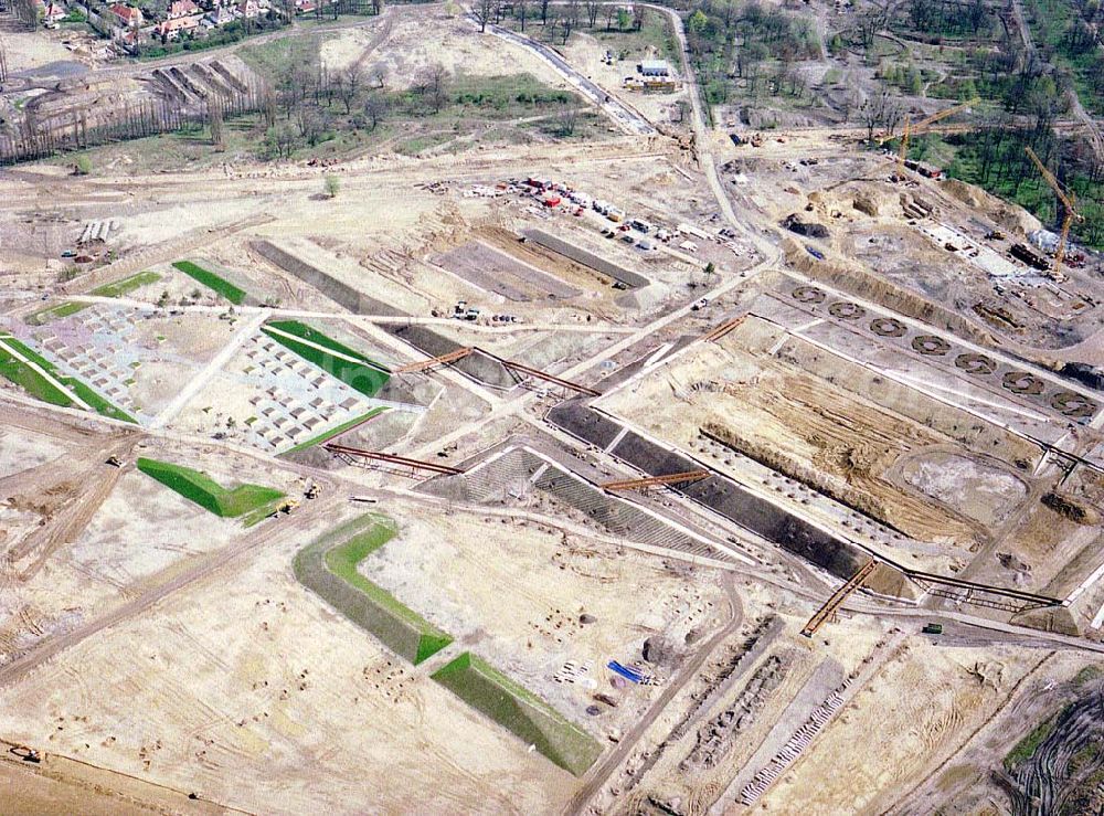 Aerial photograph Potsdam - Herrichtung des BUGA - Geländes auf dem ehem. russ. Kasernengelände am Bornstadter Feld in Potsdam.