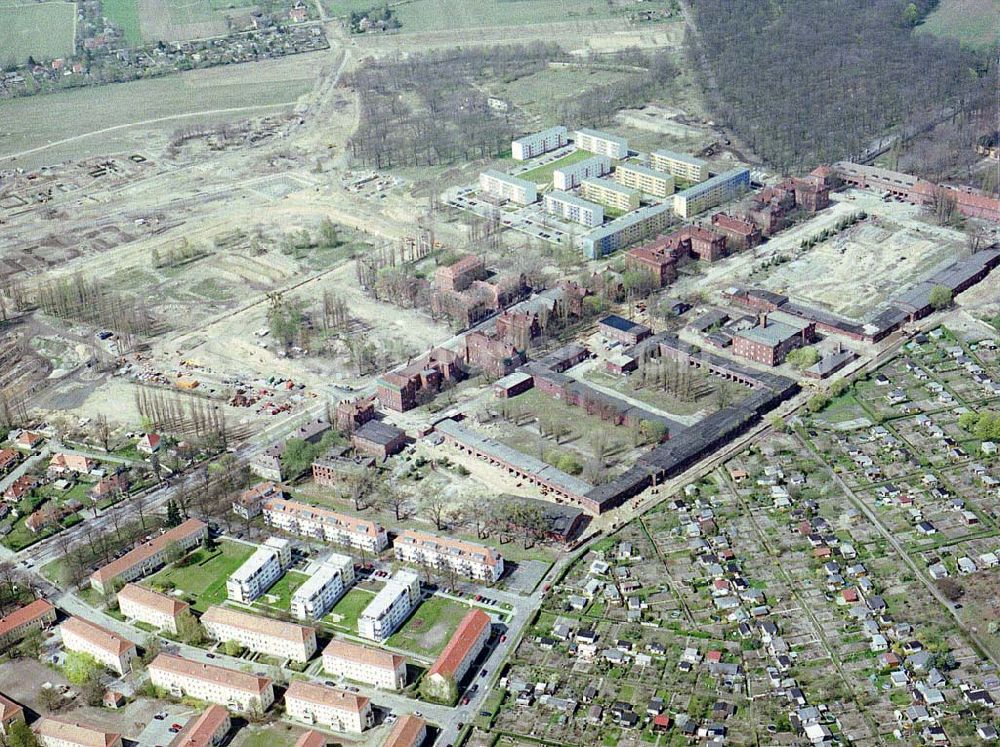 Aerial image Potsdam - Herrichtung des BUGA - Geländes auf dem ehem. russ. Kasernengelände am Bornstadter Feld in Potsdam.