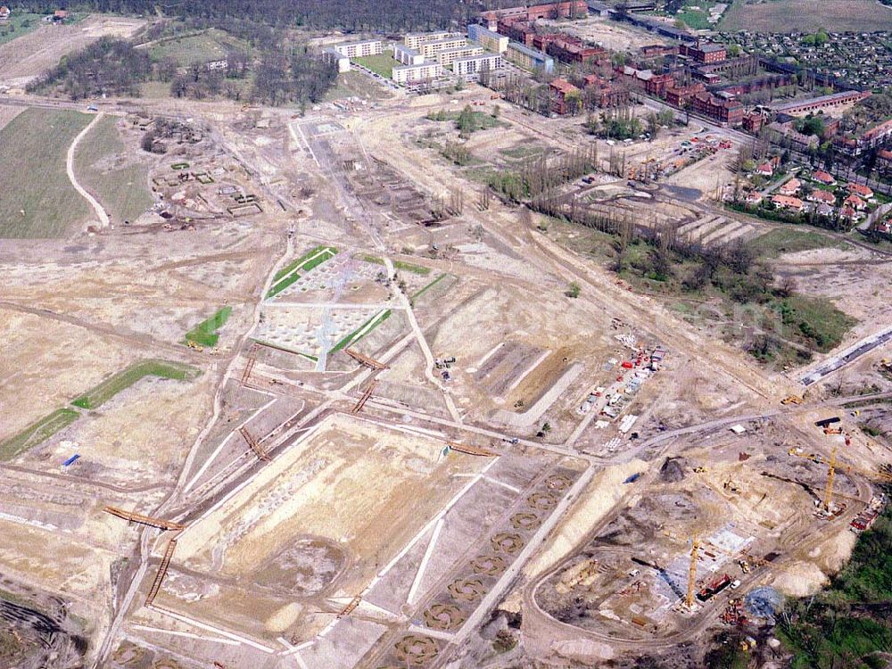 Aerial photograph Potsdam - Herrichtung des BUGA - Geländes auf dem ehem. russ. Kasernengelände am Bornstadter Feld in Potsdam.