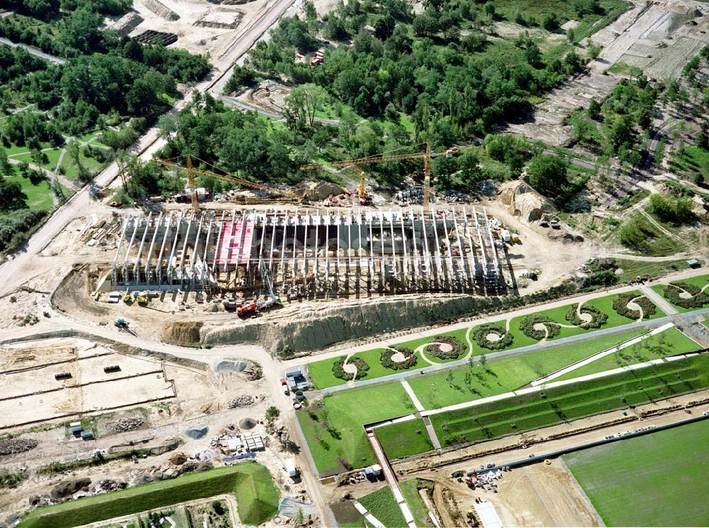 Aerial photograph Potsdam - Herrichtung des BUGA - Geländes auf dem ehem. russ. Kasernengelände am Bornstadter Feld in Potsdam.