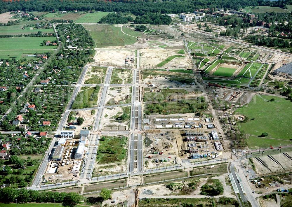 Aerial photograph Potsdam - Herrichtung des BUGA - Geländes auf dem ehem. russ. Kasernengelände am Bornstadter Feld in Potsdam.