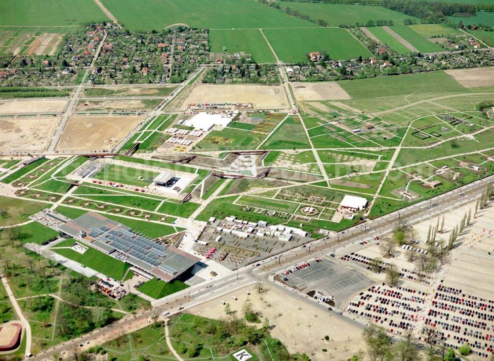 Aerial image Potsdam - Herrichtung des BUGA - Geländes auf dem ehem. russ. Kasernengelände am Bornstadter Feld in Potsdam.