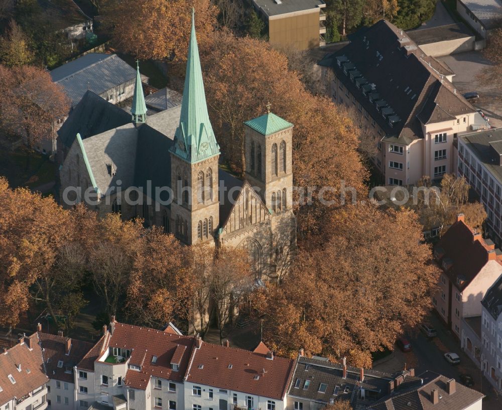 Herne from above - View of the church Herz Jesu Kirche in herne in the state North Rhine-Westphalia