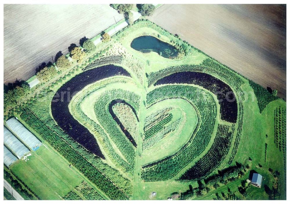 Recklinghausen from above - Herzförmige Gartenbepflanzung bei Recklinghausen 01.10.02