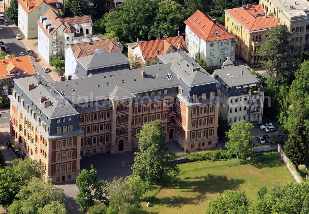 Aerial image Gotha - In Reinhardsbrunner Strasse of Gotha in Thuringia is located with the Duke Ernst school a State cooperative comprehensive school. The mission statement of the school where they teach the students from 5th to 12th grade is communication community independence