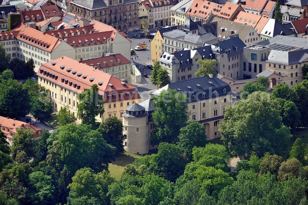 Weimar from above - Duchess Anna Amalia Library at democracy square in Weimar in the state of Thuringia