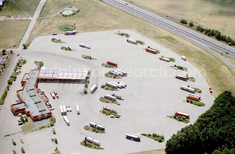 Herzsprung - Brandenburg from the bird's eye view: 24.06.2003 Herzsprung - Brandenburg LKW- Rastplatz Herzsprung an der Autobahn A 24