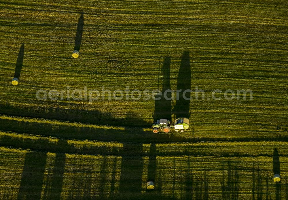 Aerial photograph Brilon - View of a hay harvest in Brilon in the state North Rhine-Westphalia