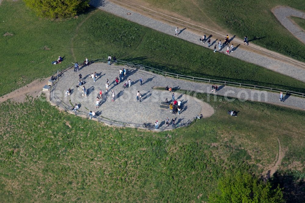 Aerial photograph München - Hill of the hill Olympiaberg in the Olympiapark in the district Neuhausen-Nymphenburg in Munich in the state Bavaria, Germany