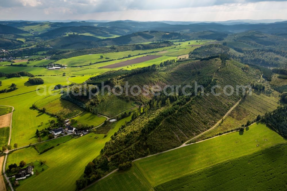 Aerial image Sundern (Sauerland) - A mountain near Amecke beside the lake in Sundern (Sauerland) in the state of North Rhine-Westphalia