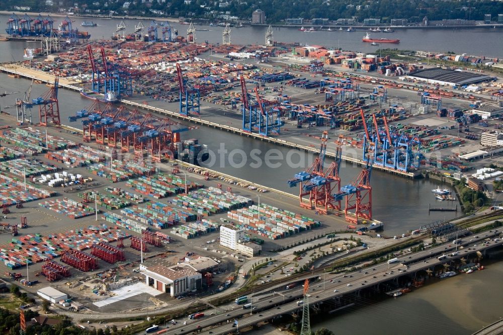 Hamburg from above - View of the HHLA Container Terminal Tollerort at the port of Hamburg