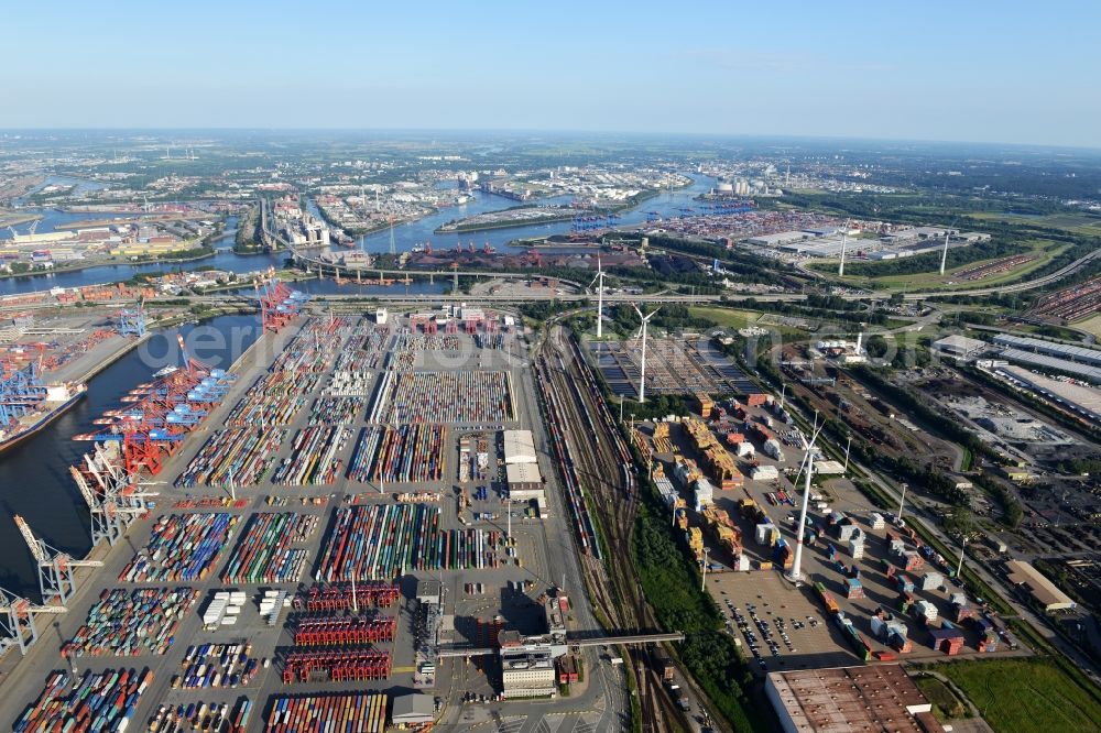 Hamburg from the bird's eye view: EUROGATE Container Terminal Hamburg at the port of Hamburg