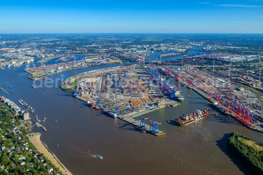 Aerial photograph Hamburg - HHLA Logistics Container Terminal at the port Waltershofer Hafen in Hamburg