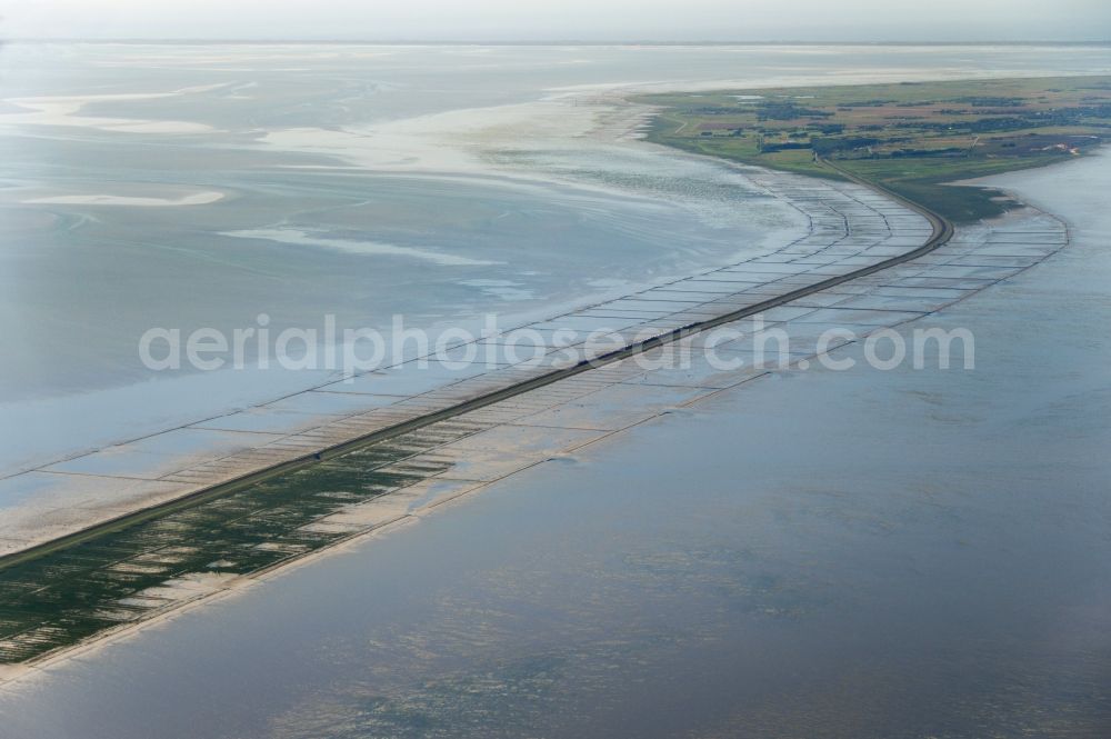 Aerial image Sylt - Hindenburgdamm to the Island of Sylt in the state schleswig-Holstein