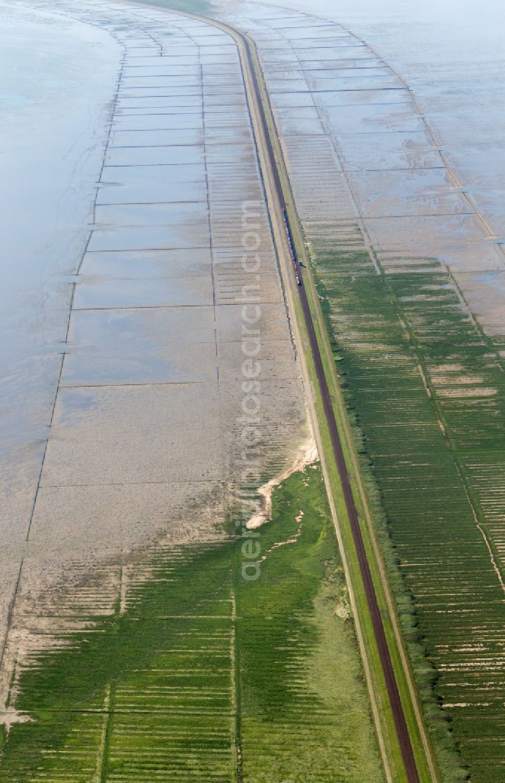 Sylt from above - Hindenburgdamm to the Island of Sylt in the state schleswig-Holstein