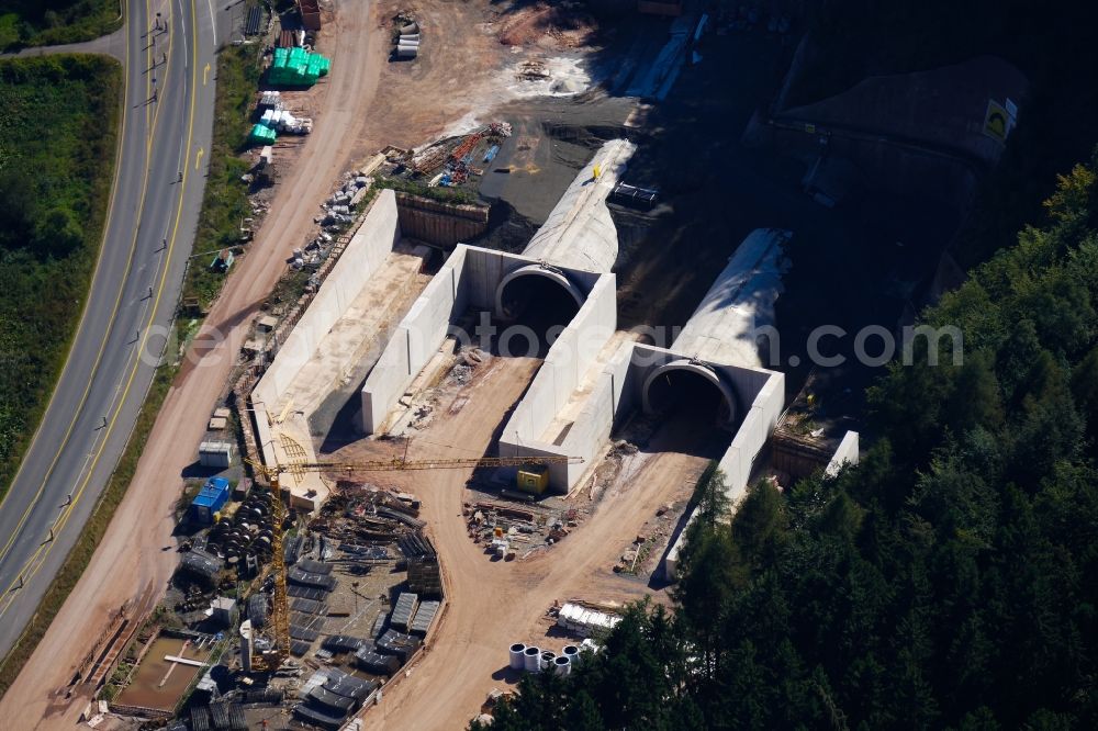 Aerial image Helsa - Routing and traffic lanes during the highway Hirschhagen- tunnel construction of the motorway A 44 in Helsa in the state Hesse