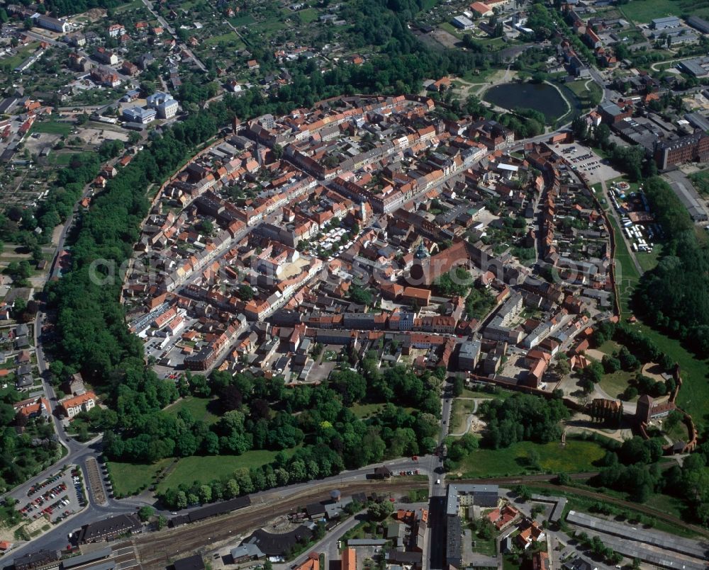 Aerial photograph Wittstock/Dosse - Historic Old Town and downtown core of Wittstock / Dosse in Brandenburg