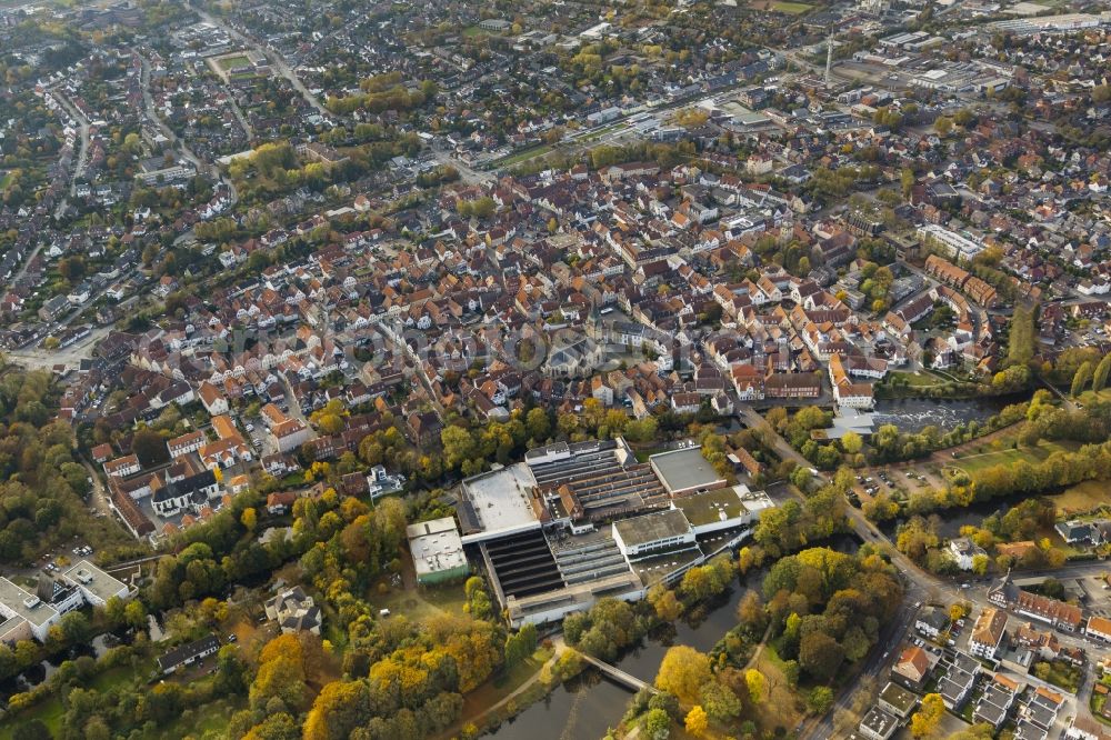 Warendorf from above - Historic Old Town Market Square and St. Lawrence Church in Warendorf in North Rhine-Westphalia