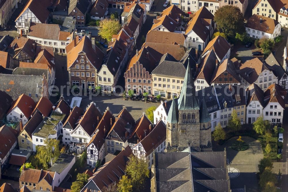 Warendorf from above - Historic Old Town Market Square and St. Lawrence Church in Warendorf in North Rhine-Westphalia