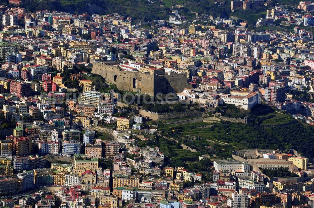 Neapel from the bird's eye view: Cityscape of the historic center of Naples, Italy. In the inner parts of the city there are plenty of historical buildings and cultural monuments, 1995, the entire town declared a UNESCO World Heritage Site