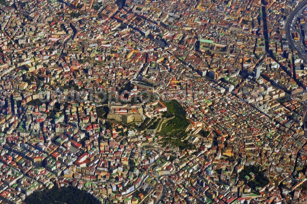 Neapel from the bird's eye view: Cityscape of the historic center of Naples, Italy. In the inner parts of the city there are plenty of historical buildings and cultural monuments, 1995, the entire town declared a UNESCO World Heritage Site