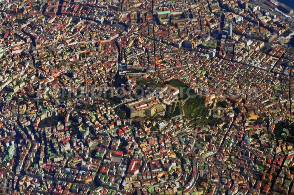 Aerial photograph Neapel - Cityscape of the historic center of Naples, Italy. In the inner parts of the city there are plenty of historical buildings and cultural monuments, 1995, the entire town declared a UNESCO World Heritage Site