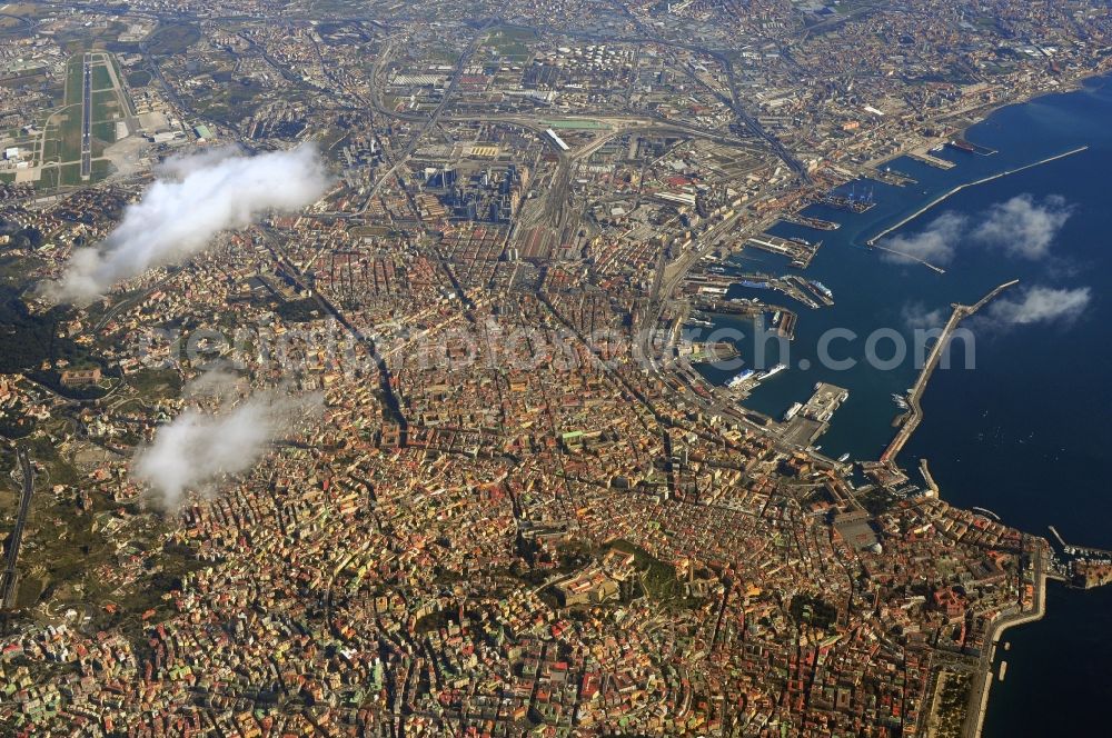 Neapel from above - Cityscape of the historic center of Naples, Italy. In the inner parts of the city there are plenty of historical buildings and cultural monuments, 1995, the entire town declared a UNESCO World Heritage Site