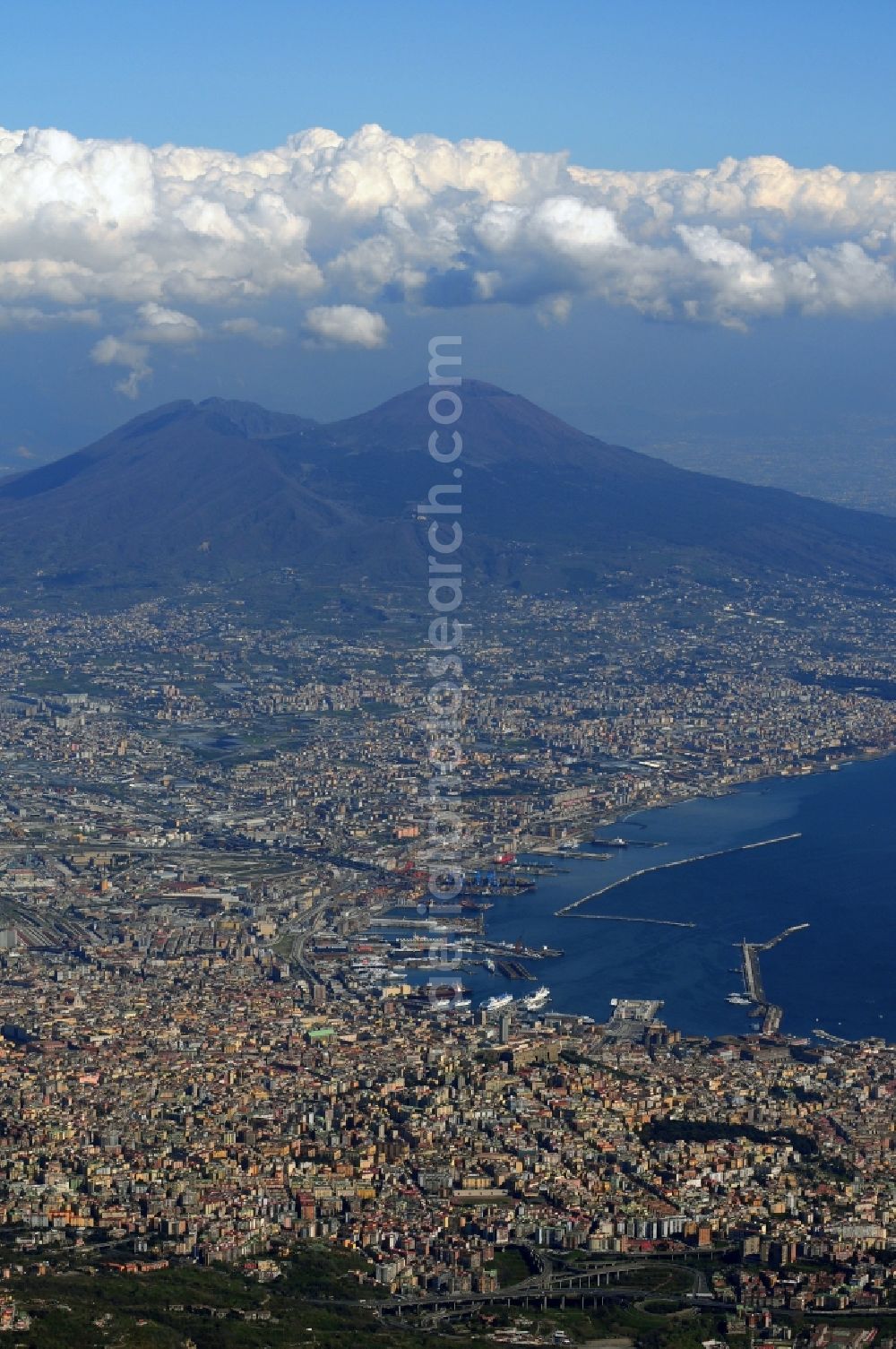 Aerial photograph Neapel - Cityscape of the historic center of Naples, Italy. In the inner parts of the city there are plenty of historical buildings and cultural monuments, 1995, the entire town declared a UNESCO World Heritage Site