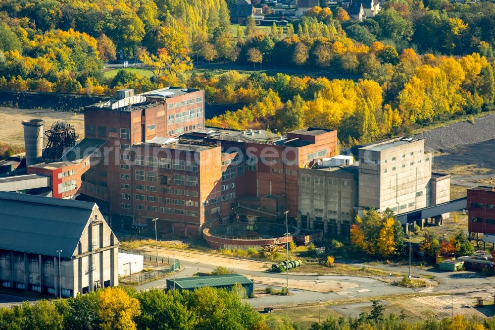 Hamm from above - Mining shaft and facilities of the former coal mine Heinrich-Robert hard coal revier in the Wiescherhoefen part of Hamm in the state of North Rhine-Westphalia