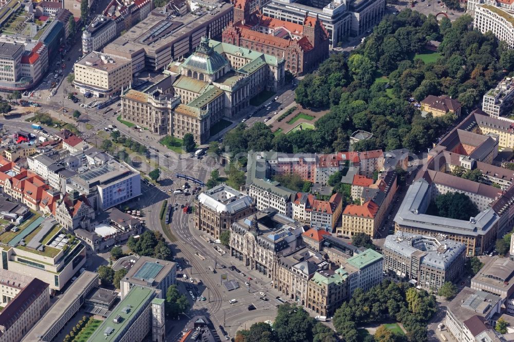 Aerial image München - City view around Lenbachplatz in Munich in the state Bavaria