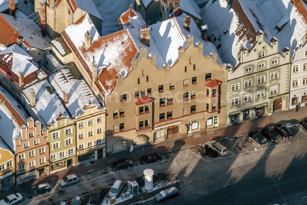 Aerial photograph Landshut - Historical gables and facades in the historical city of Landshut in Bavaria. The building was located at the Dreifaltigkeitsplatz. Meanwhile they have been demolished and are now replaced by more modern bulidings