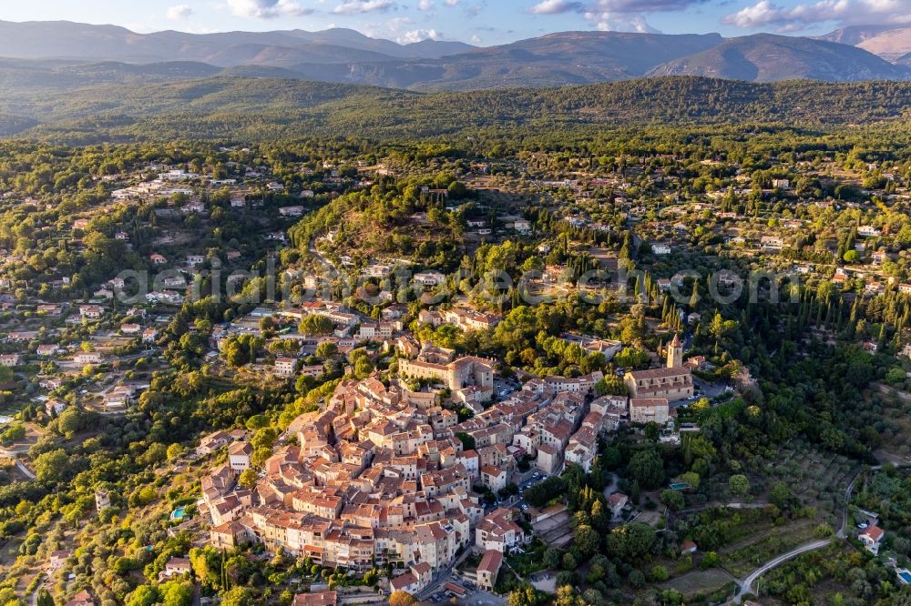 Aerial image Callian - Town View of the streets and houses of the residential areas in Callian in Provence-Alpes-Cote d'Azur, France